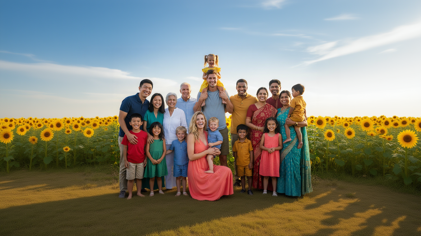 Diverse multigenerational family portrait
